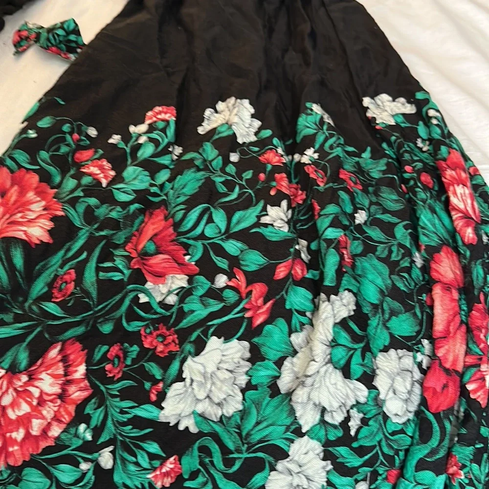 Tropical full length green and pink floral dress - Picture 5 of 5